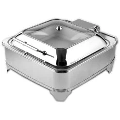 Chafing Dish Electric Heating GN2/3 Glass Lid Stainless Steel 5.5 Litres | Adexa AD3202