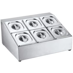 Commercial Condiment Holder Including 6xGN1/6 Pans & Lids | Adexa CHD06B
