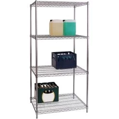 Commercial Shelving Unit 4 Tier 1000kg Width 900mm Depth 600mm Chrome Wire | Adexa CR9060180A4