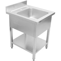 Commercial Sink Stainless Steel 1 Bowl Bottom Shelf Splashback 800mm Depth 700mm | Adexa THSTR87BM1