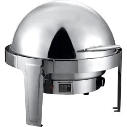 Roll Top Chafer Electric Heating Round Stainless Steel Mirror Polish 6 Litres | Adexa RA2101BE