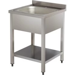 Commercial Sink Stainless Steel 1 Bowl Bottom Shelf Splashback 600mm Depth 600mm | Adexa VS66BS
